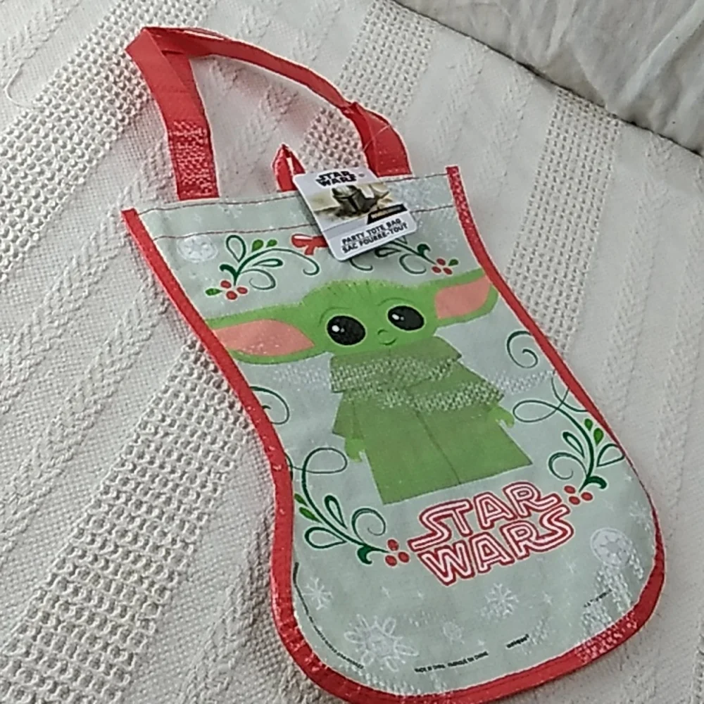 Baby Yoda Star Wars Stocking Tote Bag 9 x 12.5 inches Handle 6 inches tall